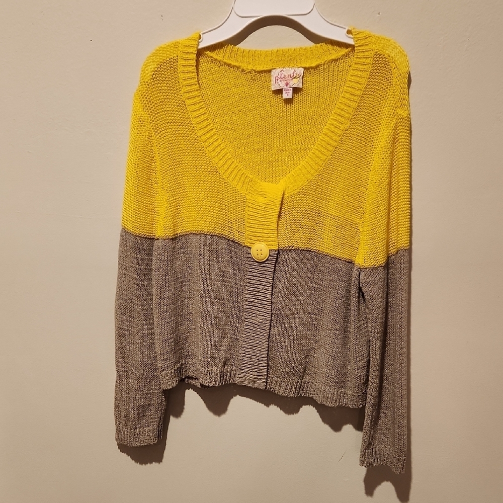 ❤️ ANTHROPOLOGIE PLENTY TRACY REESE LIGHT CROPPED COLORBLOCK CARDIGAN SWEATER, M